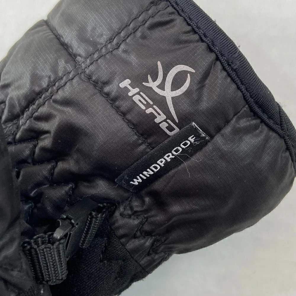 Head windproof fleece-lined black gloves, Small